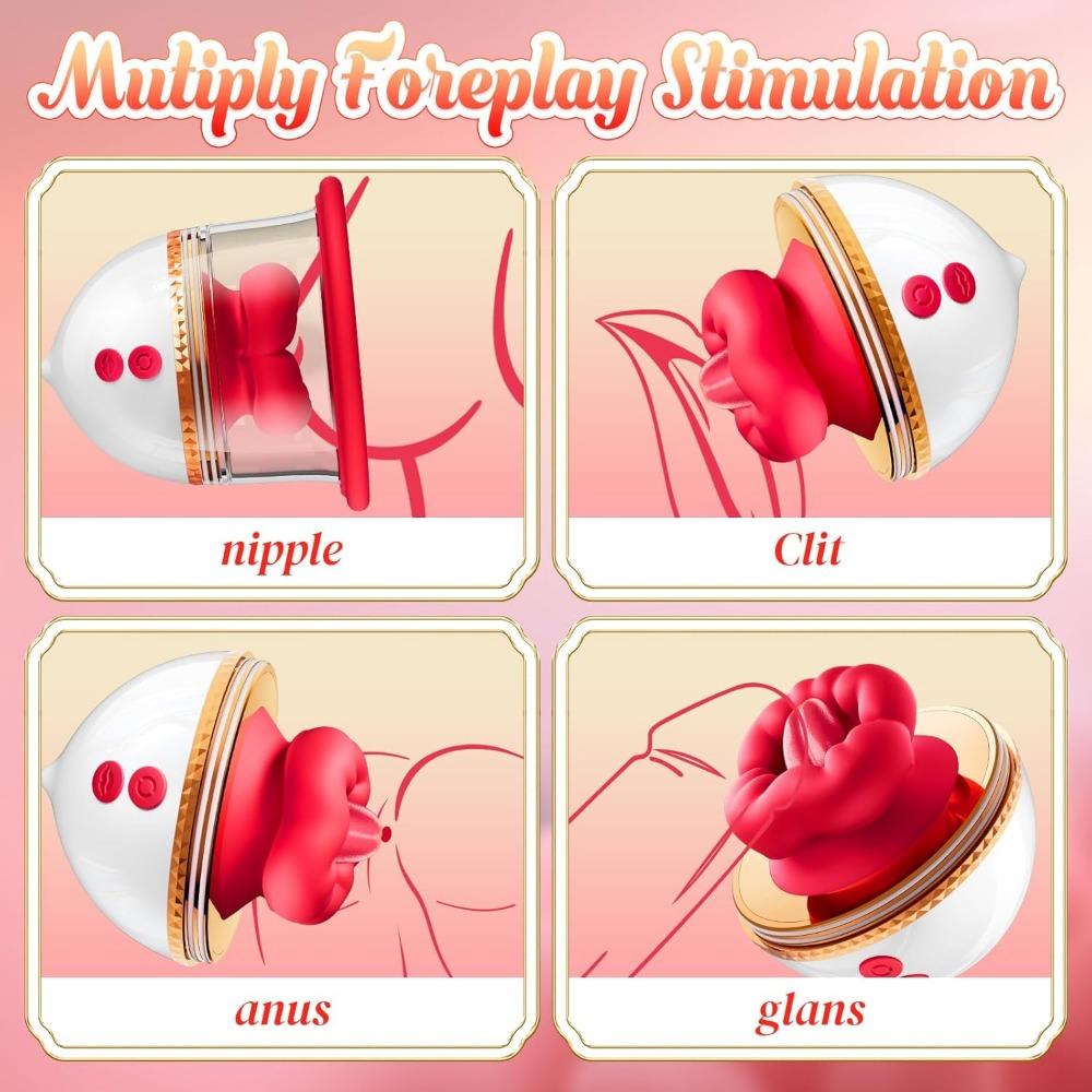 Nipple Sucker Vibrator for Women - 9 Vibe Modes + 3 Suck Modes, Detachable Clit/Nipple/Anal Stimulator Toys for Couples