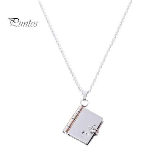 

Ожерелье с подвеской в виде книги, женское ожерелье-цепочка для свитера, открывающаяся и закрывающаяся книга, подвеска, ювелирный аксессуар для свиданий, повседневной одежды, банкета серебряный