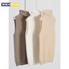 Pullover da donna senza maniche 100% lana merino Maglione dolcevita Gilet Lavorazione a maglia in lana Moda Primavera Autunno Inverno Gilet Top