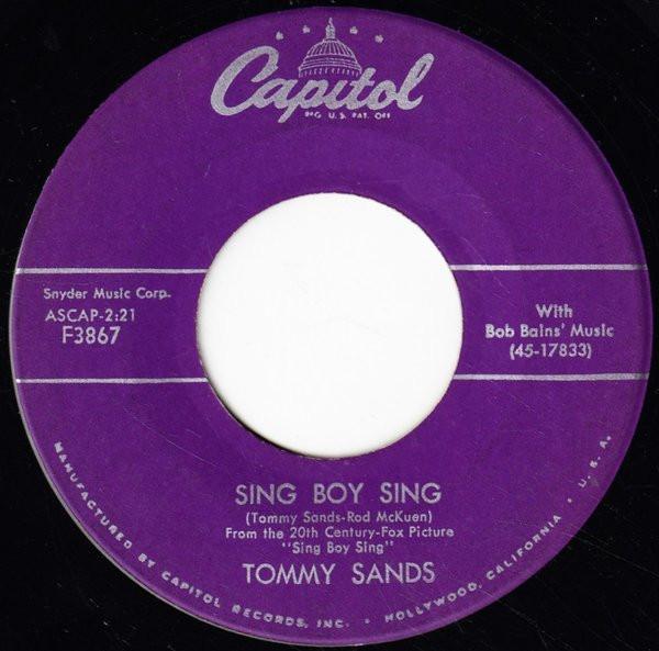 

7-дюймовая пластинка TOMMY SANDS Sing Boy Sing Crazy cause I Love F3867 CAPITOL 1957 США Рок Б/у