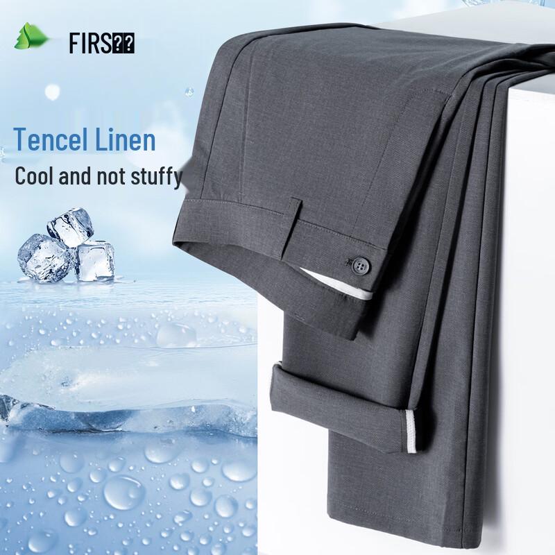 FIRS Men s Linen Blend Tencel Straight Casual Pants 38 серый