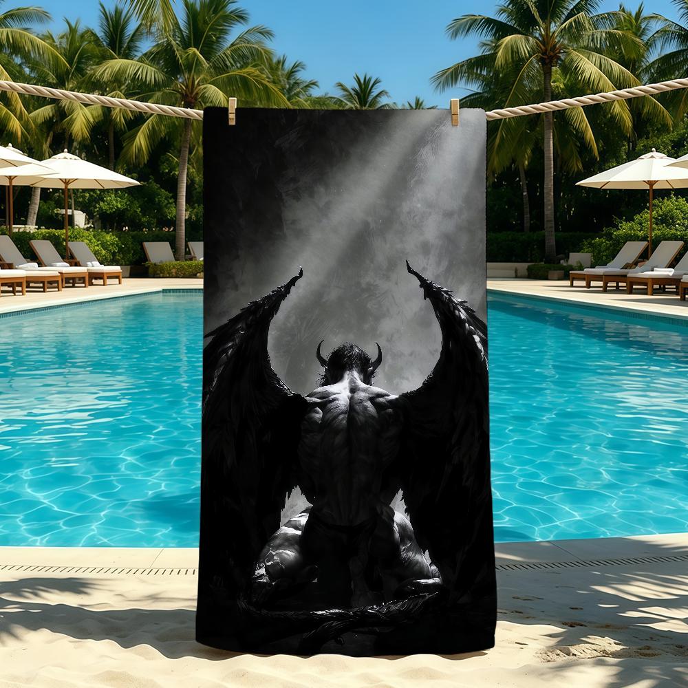 Towel Angel For Outdoor Camping Cool Beach Towel Lucifer Super Absorbent Quick-Drying Summer Towel