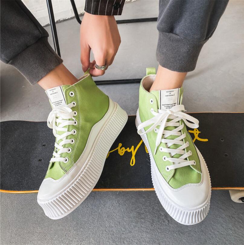 

2024 Весна Осень Мужские Кроссовки На Платформе Холщовые Мужские Высокие Повседневные Кроссовки Шнуровка Вулканизированные Туфли 39