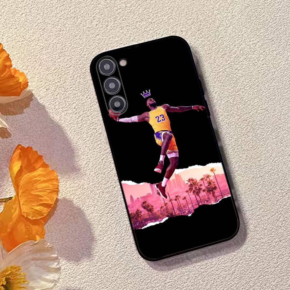 Basketball Superstar LeBron James Phone Case Black Silicone Soft For Samsung Galaxy A73,A72,A71,A70,A53,A52,A51