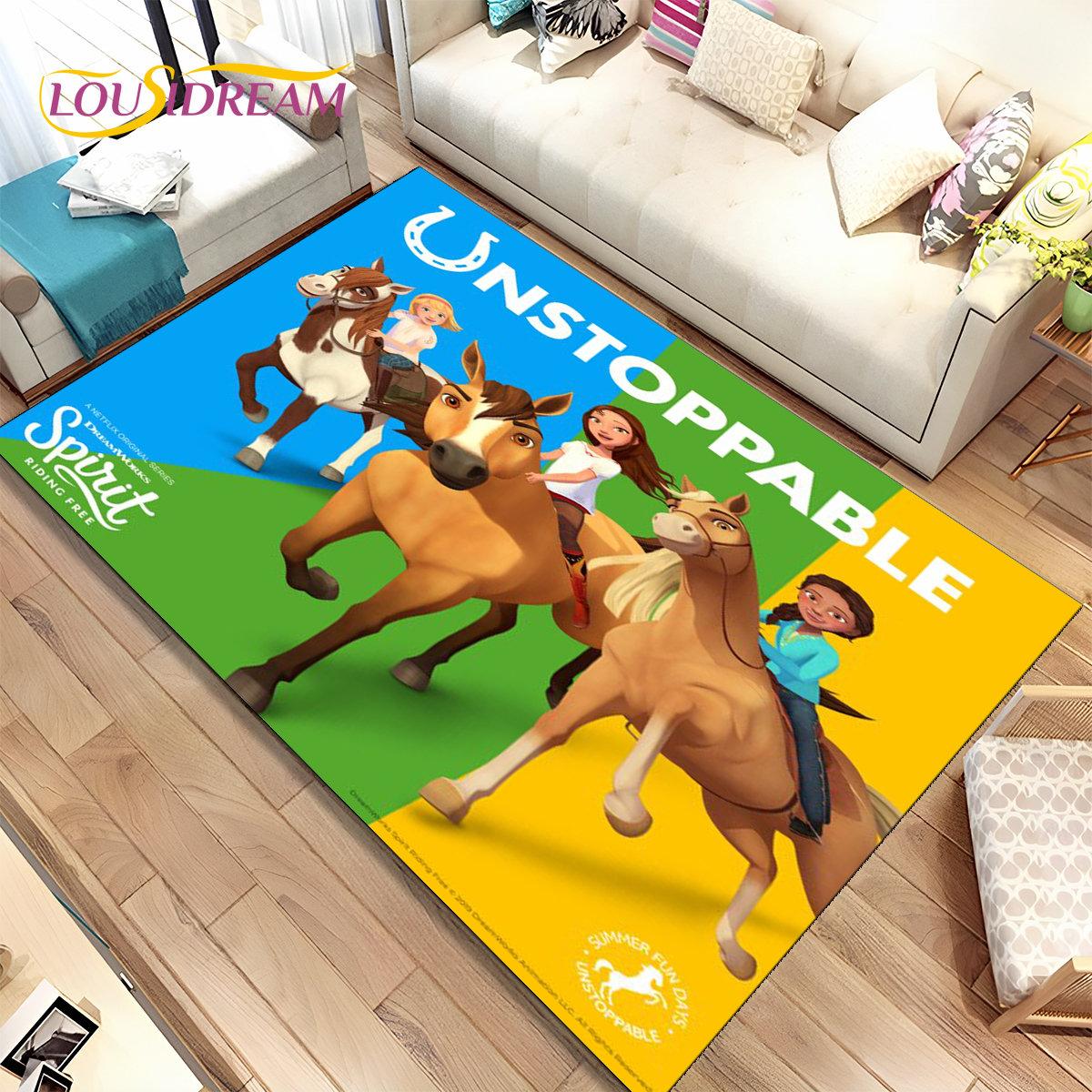 

Килимок з мультфільмом Spirit Riding Free Horses, килимок для дому, вітальні, спальні, дивана, килимок, дитячий нековзкий килимок 3D 40x60cm(15x23in)