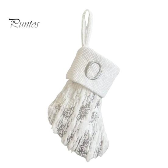 1ks vánoční bílá punčocha dopisní výšivka pletené ručně vyráběné opakovaně použitelné vánoční stromeček závěsný dárkový sáček punčochový přívěsek party sváteční dekorace