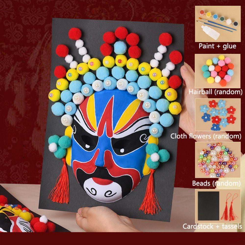 Decorative Ornaments Beijing Opera Mask Craft Material Kids DIY Mask Paint Masquerade Party
