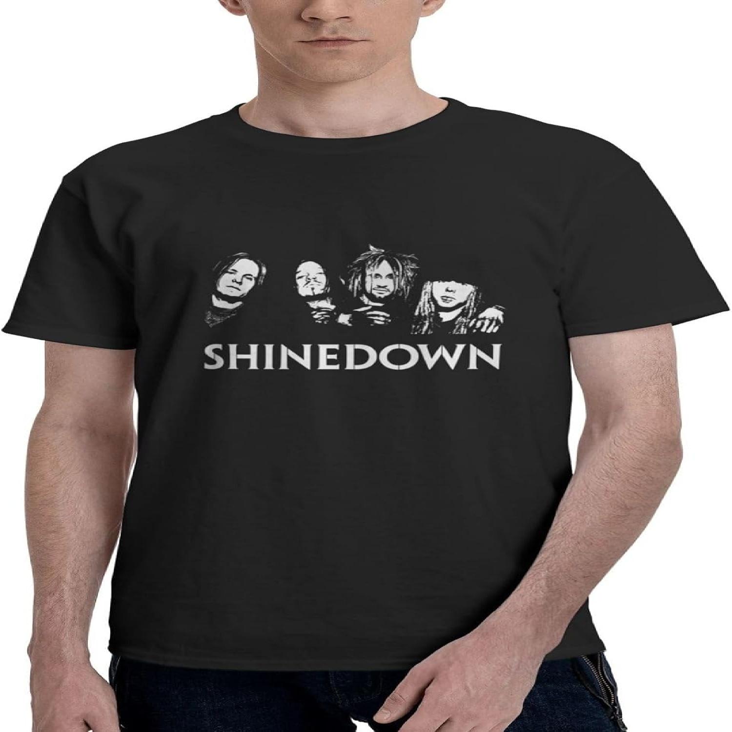 ktfvgng Shinedown Men s Short Sleeve T-Shirt Cotton Crewneck Pullover Tee Casual Sport Tops Workout Undershirts S
