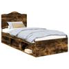 Bed Frame Smoked Oak 90 X 200 Cm Solid Pine Wood