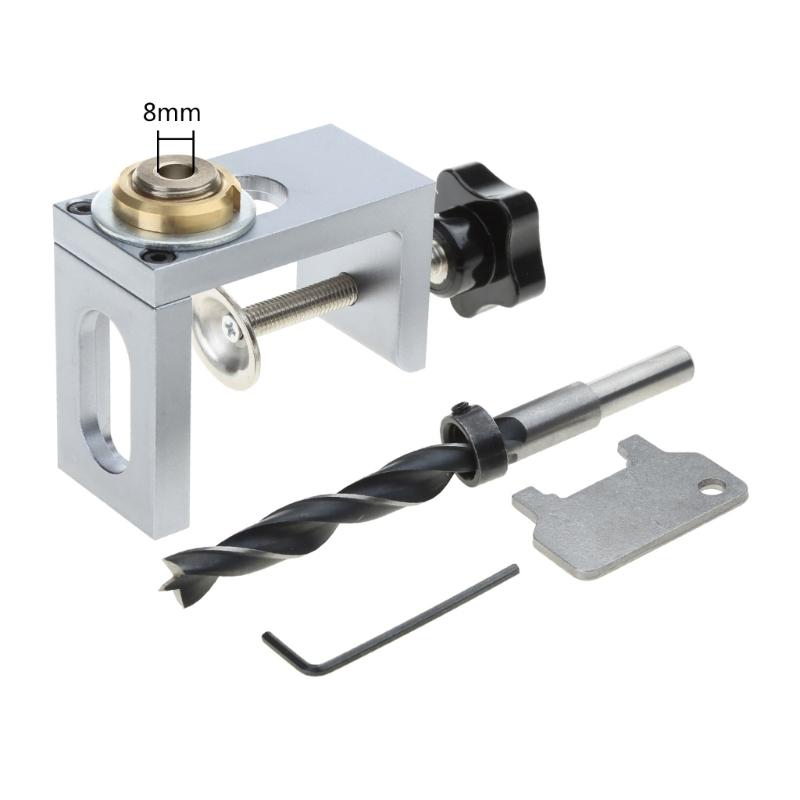 2 In 1 Dowel Jig Woodworking Hole Drill Punch Positioner Guide Locator Cabinet Screws Punch Locator Kit 8/10/12mm Sleeve