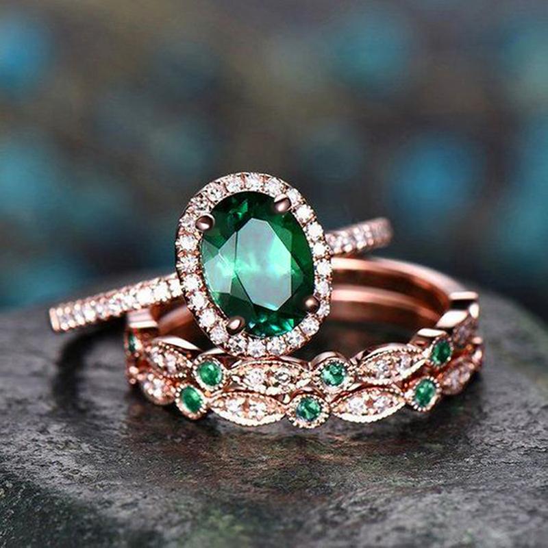 

CAOSHI Temperament 3Pcs Set Engagement Rings for Women Aesthetic Oval Cubic Zirconia Finger Accessories Trendy Wedding Jewelry 10