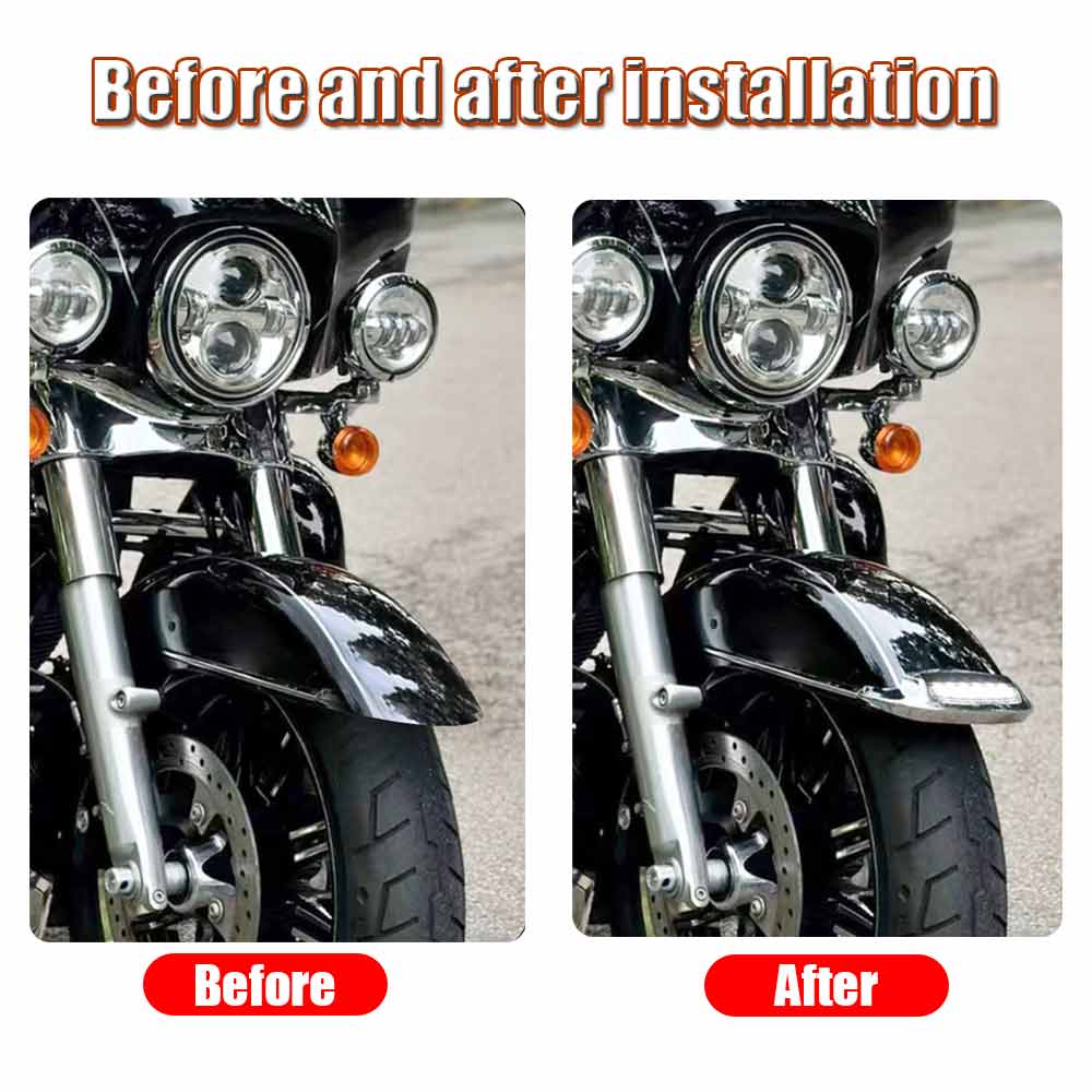 Motorcycle Accessory Front Fender Tip Light Chrome Mudguard Light ABS Plastic For Electra Glide Ultra Limited FLHTK 2014-2023