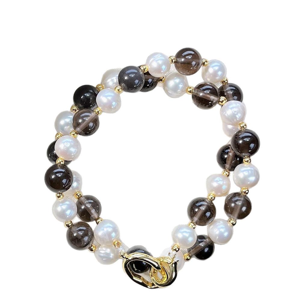 10Mm Design Natural Obsidian Artificial Crystal Pearl Necklace Clavicle Chain