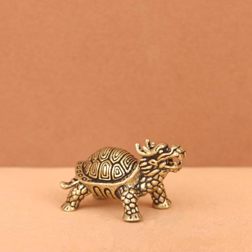 Vintage Brass Dragon Turtle Keychain Ornament: Personalized Gift for Men and Women