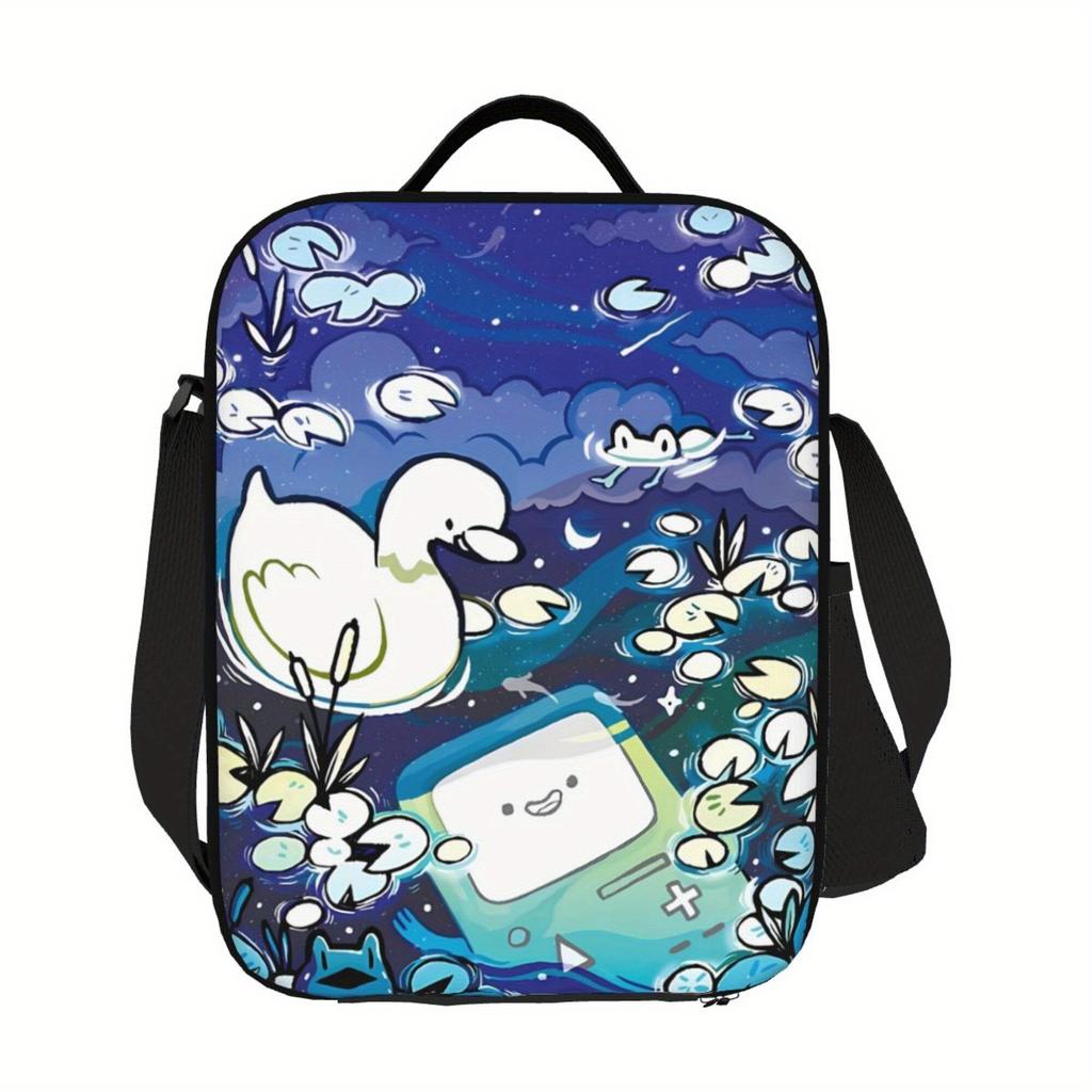 1pc Cute Duck Pattern Insulated Lunch Bag - Waterproof Polyester, Reusable & Durable, Ideal for Camping, Picnics,