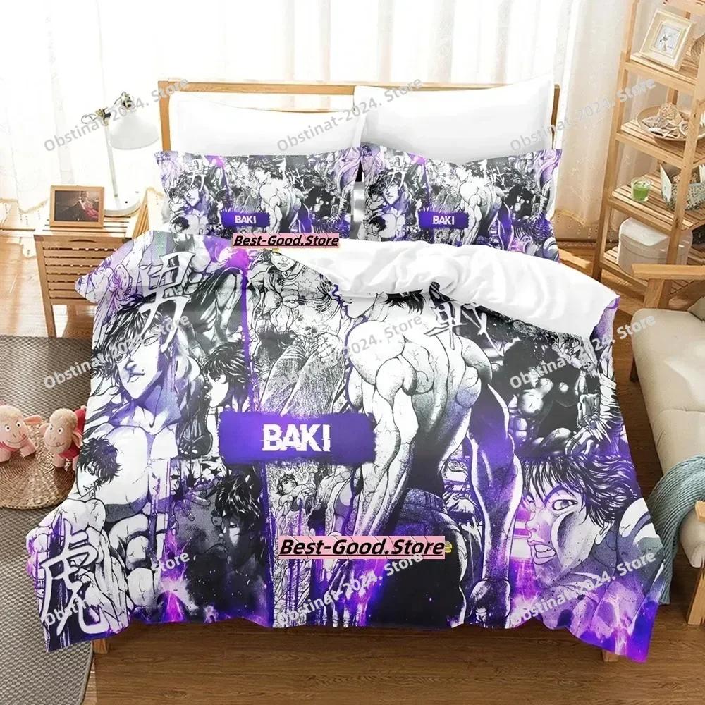 Top Baki Hanma Beding Set Single Twin Printed Bed Linen Set With Pilowcase Bed Soft Duvet Cover Soft Single Double Quen Super King-Sized Dimensionsd