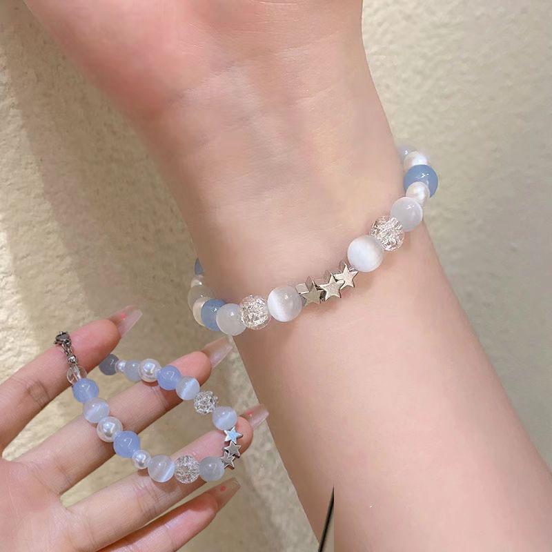 

Starry Sea Star Blue Beaded Mori-Style Bracelet: Summer Women s High-End Accessory