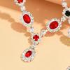1 Set Hochzeitskette und Ohrringe Damen Retro Strass Schmuckset Faux Edelstein Halskette Ohrringe Valentinstag Geschenk für Ehefrau Sie