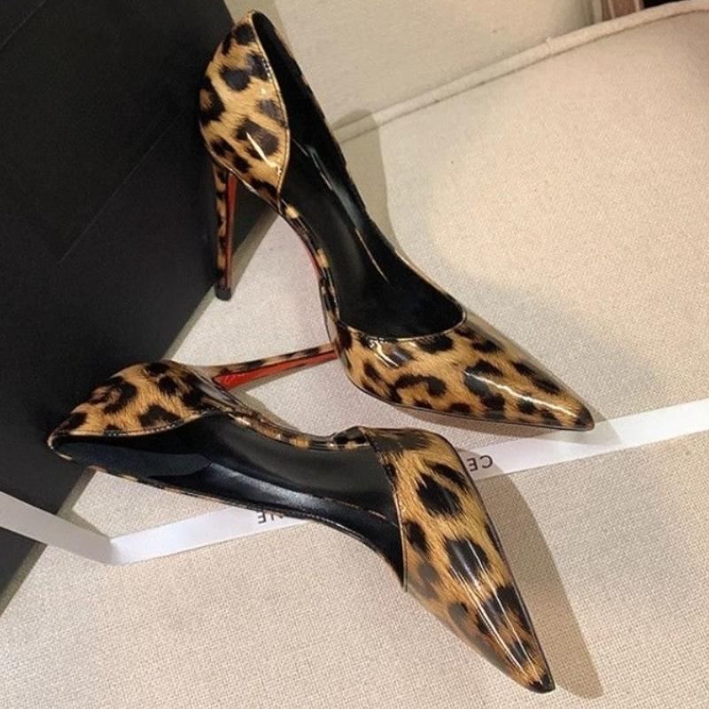 2025 Design Woman shoes Female Fashion gradient leopard print Heels For women Sexy Pointed Toe Thin Heel Party banquet Pumps
