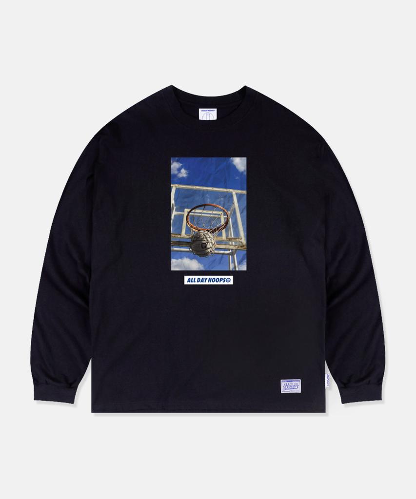 ALL DAY HOOPS The Basket Oversized Long Sleeve T-Shirt Black