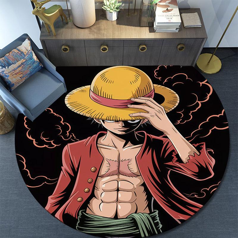 Monkey D Luffy,Round Area Rug,Carpet Rug for Living Room Bedroom Sofa Playroom Decor,Non-slip Floor Mat
