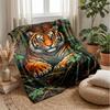 Tiger In the Jungle Theme Blanket Lightweight Warm Flannel Blanket Decorative Throw Blanket for Home Decoration
