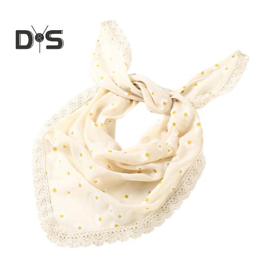 

Платок треугольной формы с кружевной отделкой и цветочным принтом, женская повязка на голову, аксессуары для волос для макияжа и фотосъемки светло-желтого