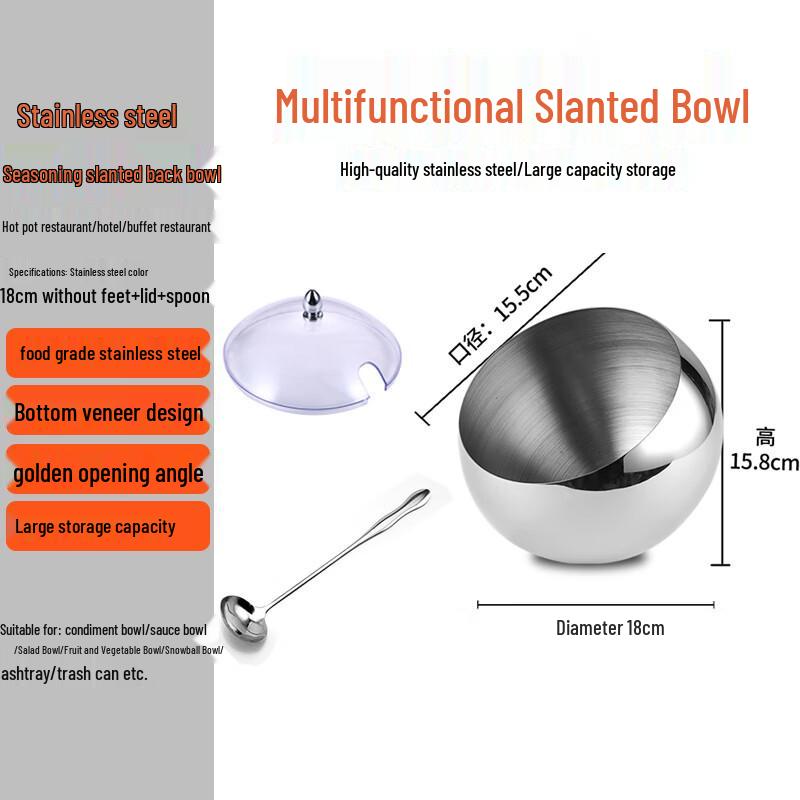 Homeglen Stainless Steel Slanted Seasoning Bowl