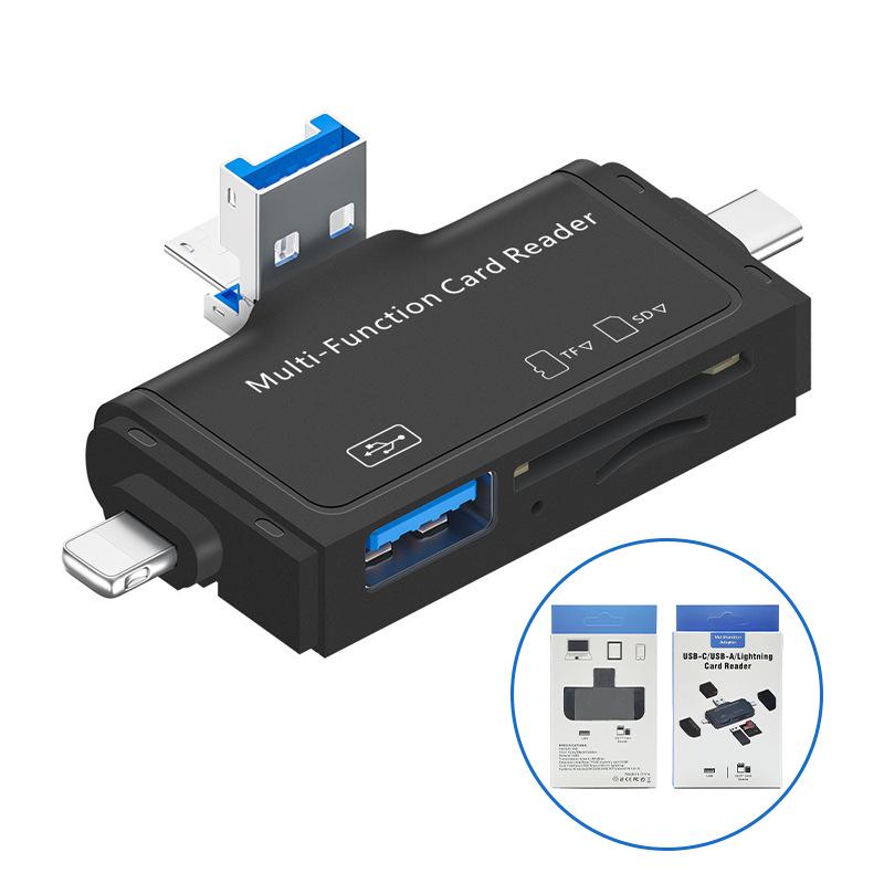 Multi-Function 7-in-1 OTG Card Reader for USB, Type-C, Android, and Computers