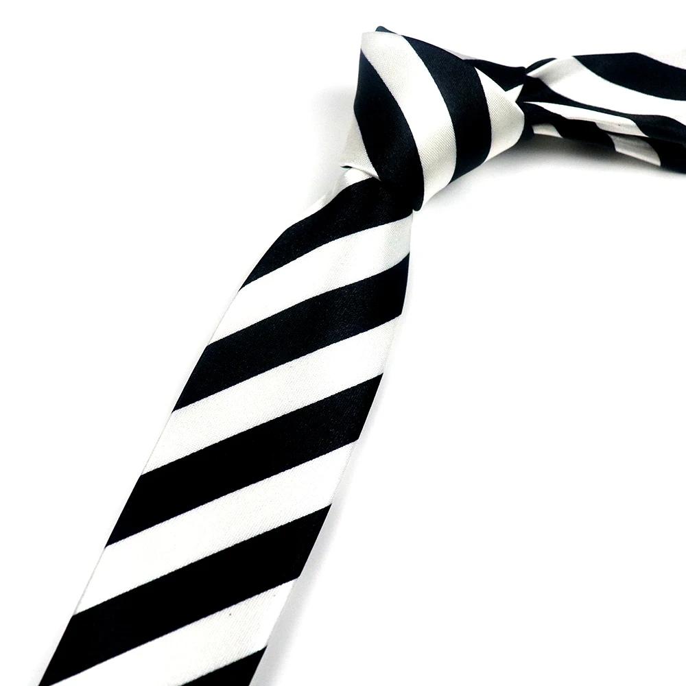 5CM Black White Striped Neckties For Men Formal Dress Neckwear Silk Imitation Narrow Neck Ties Women Shirts Casual Daily Cravate