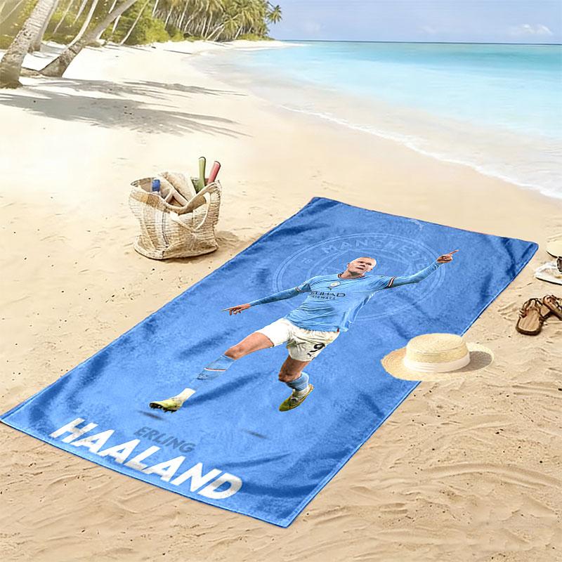 Erling Haaland Vibes Strandtuch, Großes Weiches Schnelltrocknendes Handtuch für Strand Camping Schwimmen