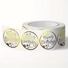 Golden Happy Birthday Stickers, PVC Material, Round, Party Favor, Gift Sealing, Self-Adhesive Label Stickers, for Home, Office, School