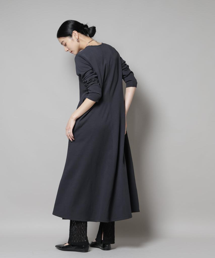 Nano Universe Light Cotton Cardboard Flared Size Dress, Women's, M, 023, Charcoal, 669-5219313