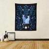 Moon Starry Sky Tapestry Flat Print Tarot Cat Moth Flower Pattern Aesthetic Wall Hanging for Bedroom Living Room Home Decor