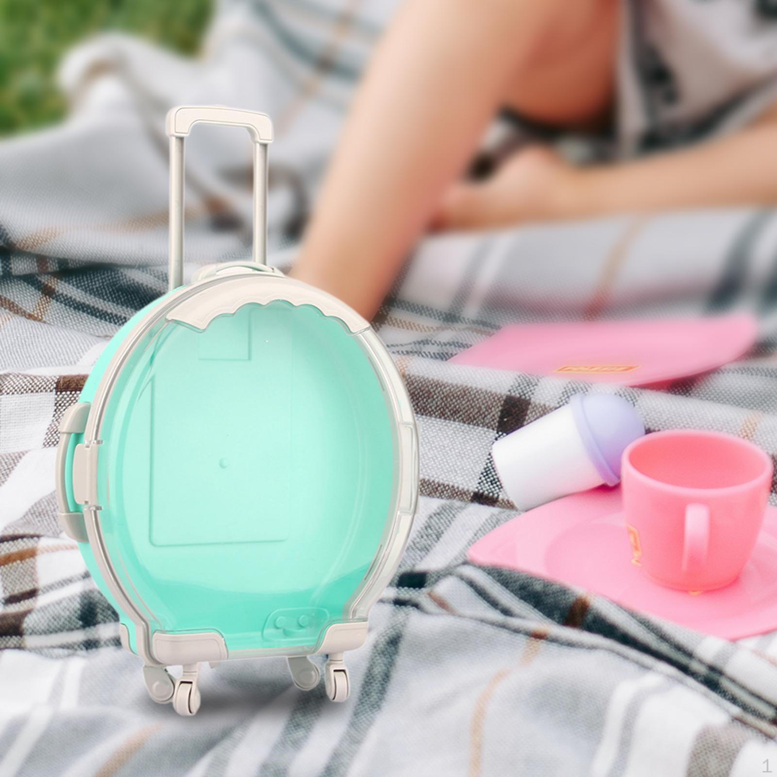 

Очаровательный дорожный чемодан для кукол 18 - миниатюрный чемодан с открывающейся конструкцией Green