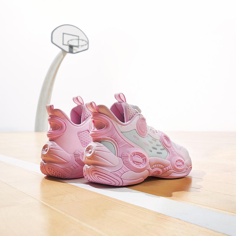 Anta Irregular 2 Sports Fashion Comfortable Non-Slip Wear-Resistant Mid-Top Kids Basketball Shoes Kids Basketball Shoes Pink Blue 322321102H-8