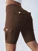 Breathable Butt-Lifting Button Pocket Yoga Shorts Slim-Fit Base Layer Pants