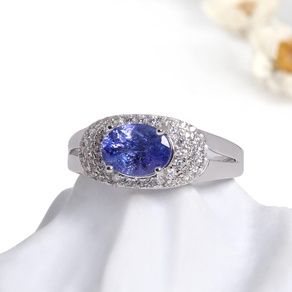 Precious Rare Natural blue Tanzanite Ring Earrings Set Real Gemstone Silver jewelry Women's anniversary & wedding gift
