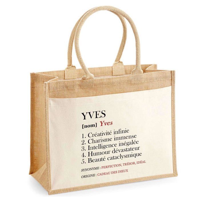 Sac de plage - PLANETEE - Jute avec poche Yves Définition - Coton - Beige - Grande contenance