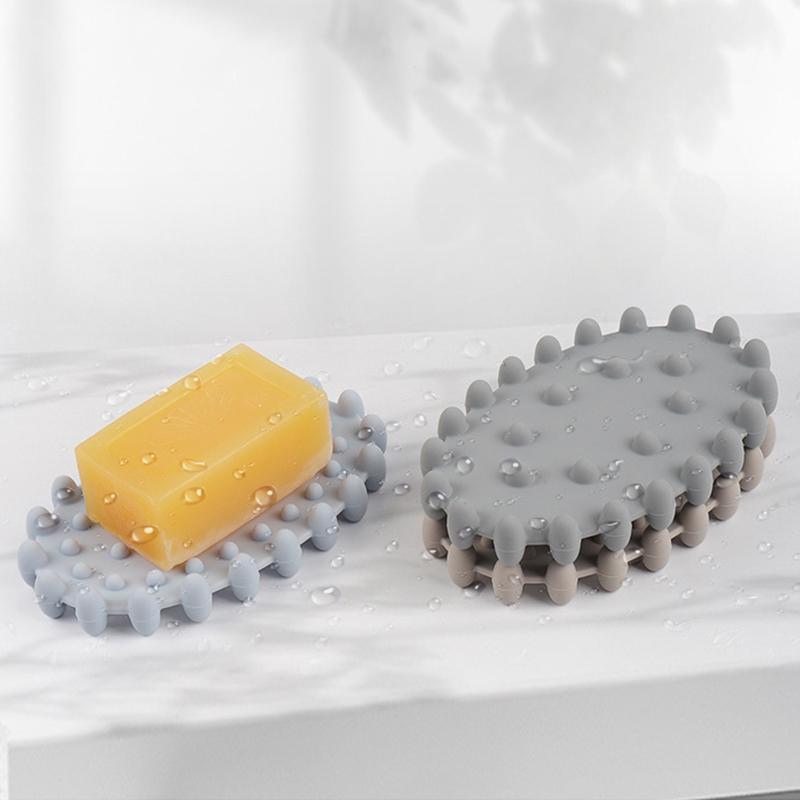 Silicone Soap Dish With Drain, Bar Soap Holder For Shower,Bathroom And Kitchen Sink Organizer,Self Draining Waterfall Soap Tray