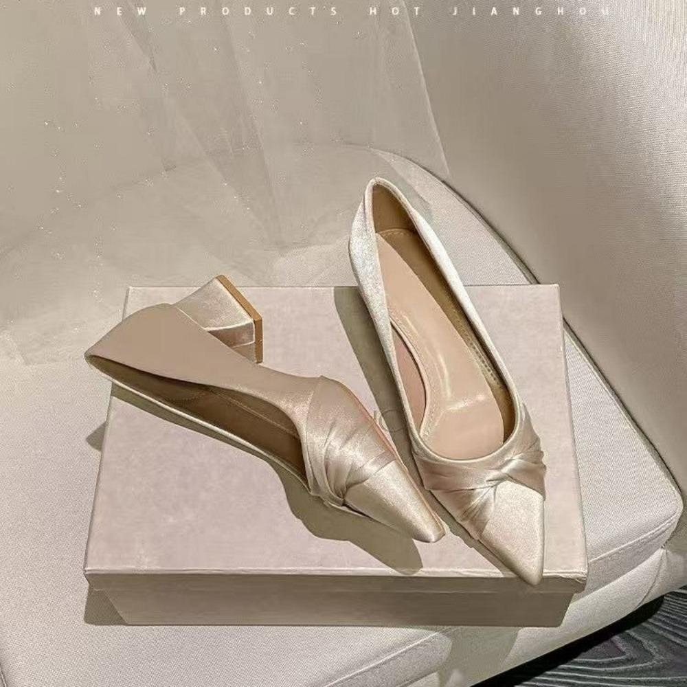 Francuski Styl Szpilki Damskie Nowe Jesienne Cienki Obcas Szpiczasty Nosek Pojedyncze Buty Wszechstronne Nowe Buty na Ceremonie Buty Wieczorowe Czółenka