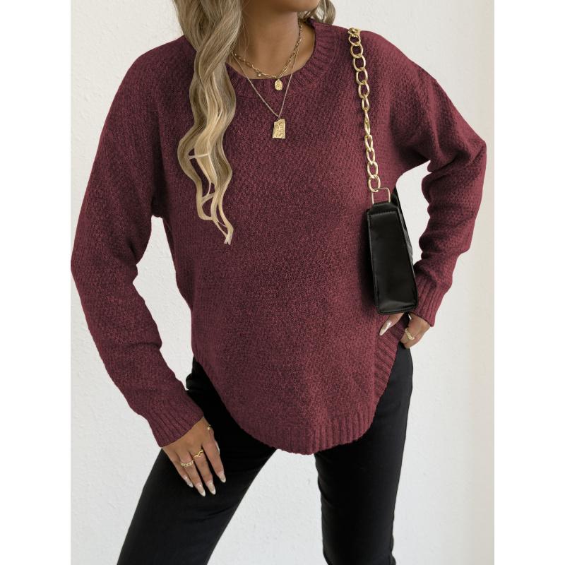 Women's Autumn Winter Pullover Top Women's Floral Velvet Knitted Sweater Casual Base Shirt Round Neck Sweater