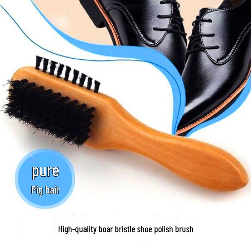 

Трехсторонняя щетка для полировки обуви из бука с черной щетиной кабана для ухода за кожей Care