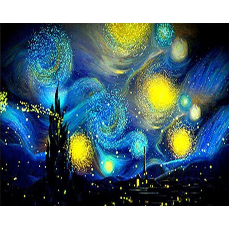 Diamantová maľba Van Gogh Hviezdna obloha Krajina pre dospelých Vyšívanie Mozaika Celé zvieracie kamienky Ručná práca Darček