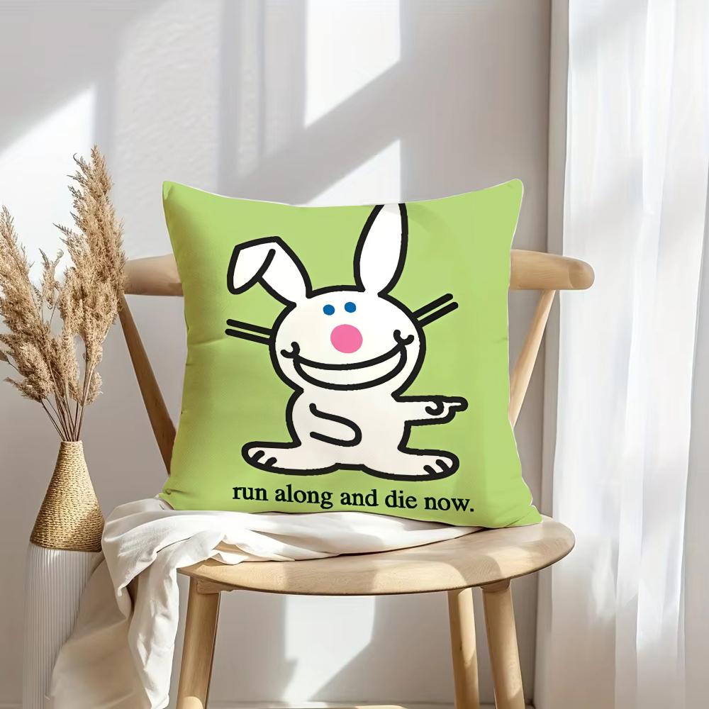 Cute Rabbit Cushion Cover Soft Plush Throw Pillow Cover | Double-Sided Decorative Cushion Case | Sofa Bedroom Home Decor