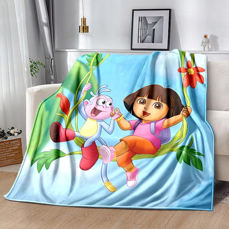1pc Blanket D-Doras The Explorer Print Design, Lightweight Blanket for Sofa, Bed- Soft &Warm, Gift for All Seasons like Christmas, Halloween