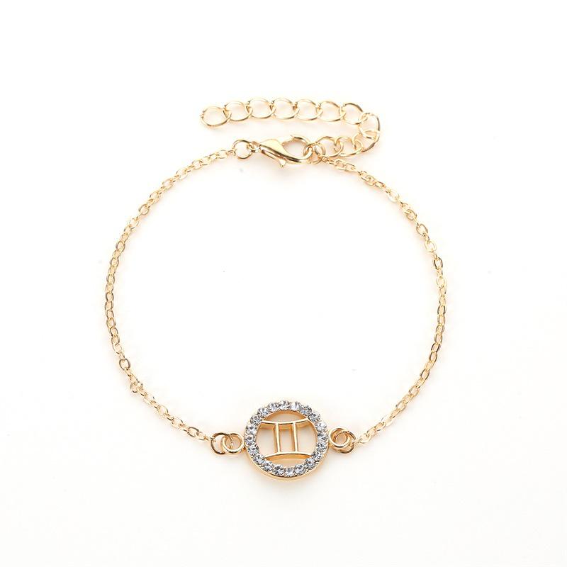 Fashion Twelve Constellation Bracelet Personality Wild Round Hollow Bracelet Couple Bracelet Jewelry MIT