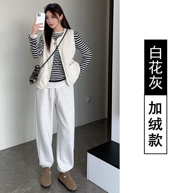 Winter Extra Thick Pants Men's and Women's Casual Leggings Sweatpants Loose Cotton Plus Ollie Velvet Straight Casual Sweatpants