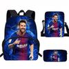 Set Zaino Scolastico per Bambini a Tema Messi con Borsa a Tracolla Astuccio per Studenti Elementari