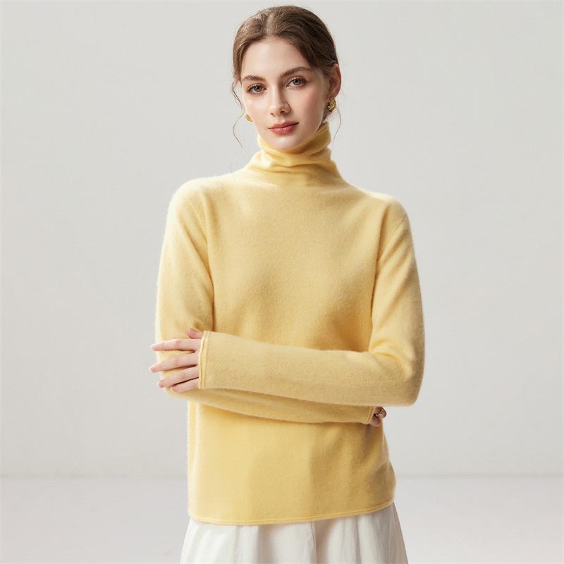 Lekasha Women's Cashmere High-Neck Twelve-Needle Knit Sweater